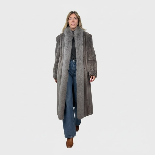 Grey Sheared Beaver Coat