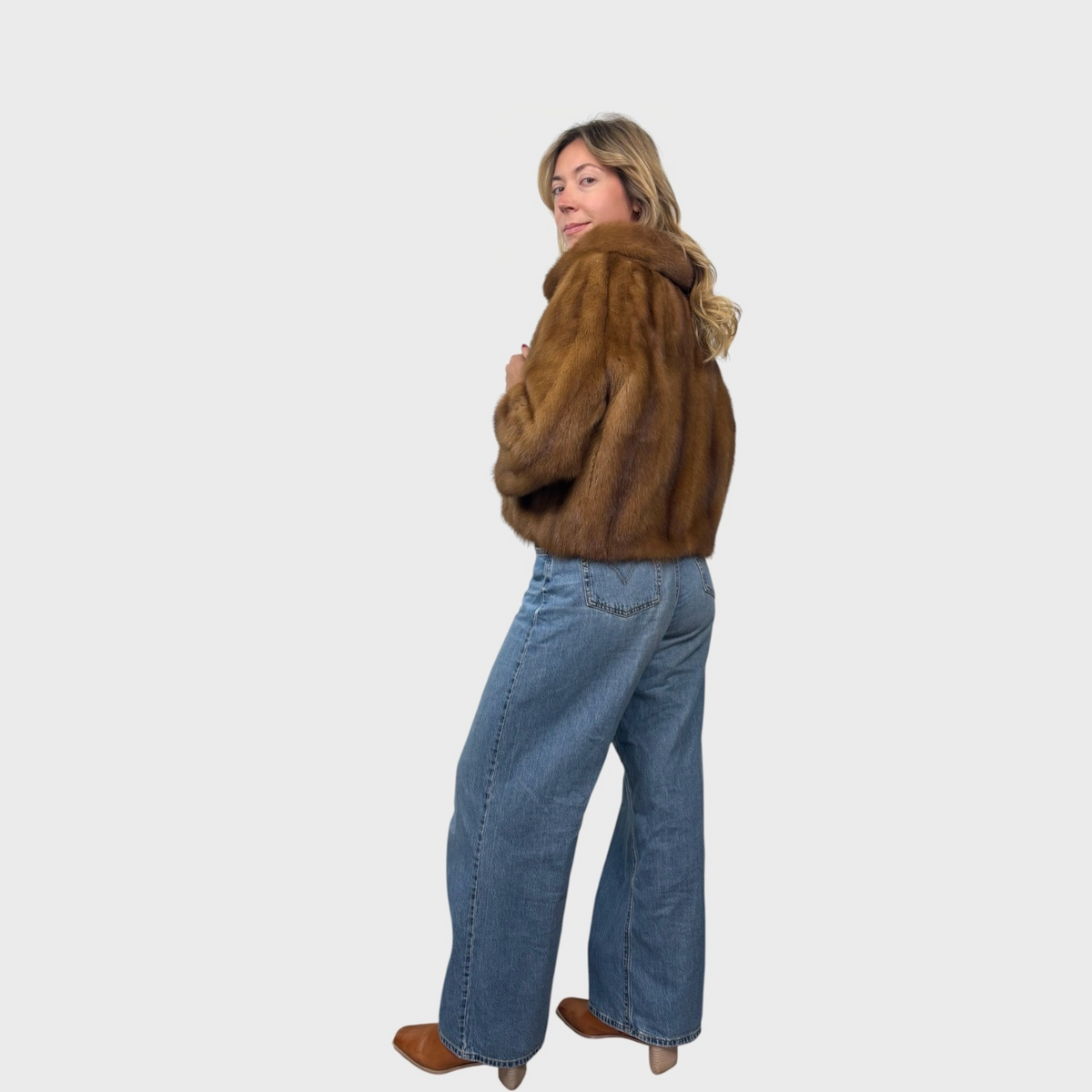 Dark Pastel Vintage Short Mink Jacket