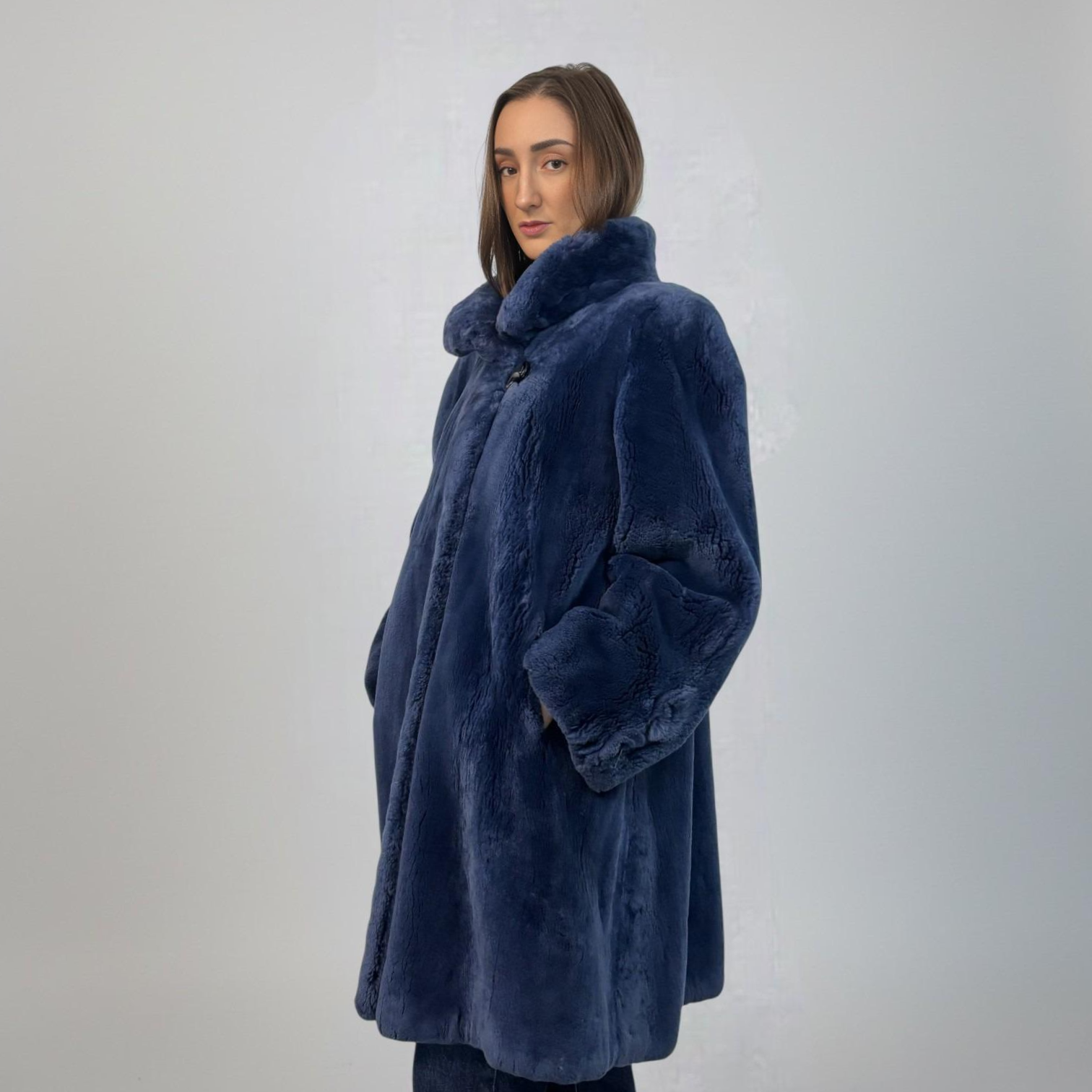 Blue Dyed Sheared Beaver Stroller