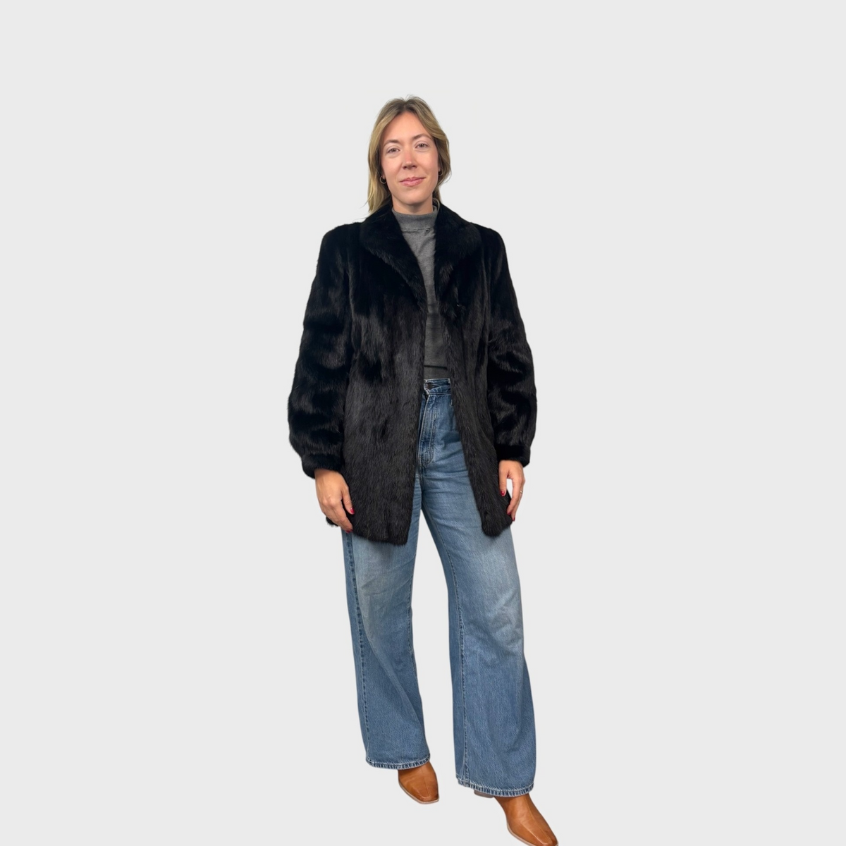 Black Dyed Vintage Mink Jacket
