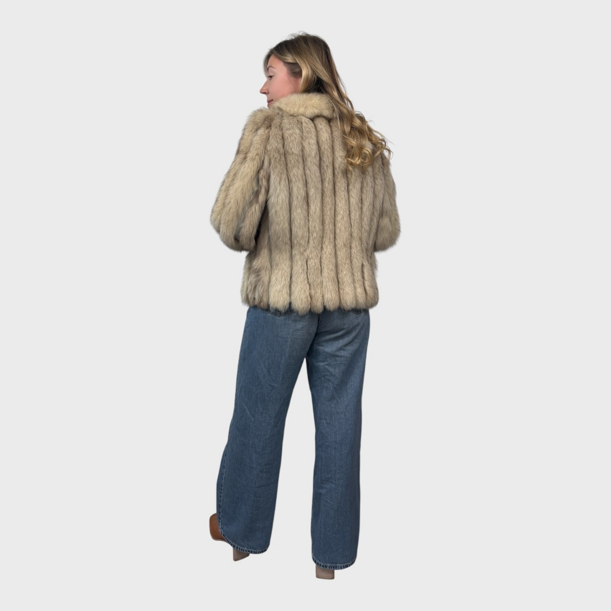 Short Vintage Blue Fox Jacket
