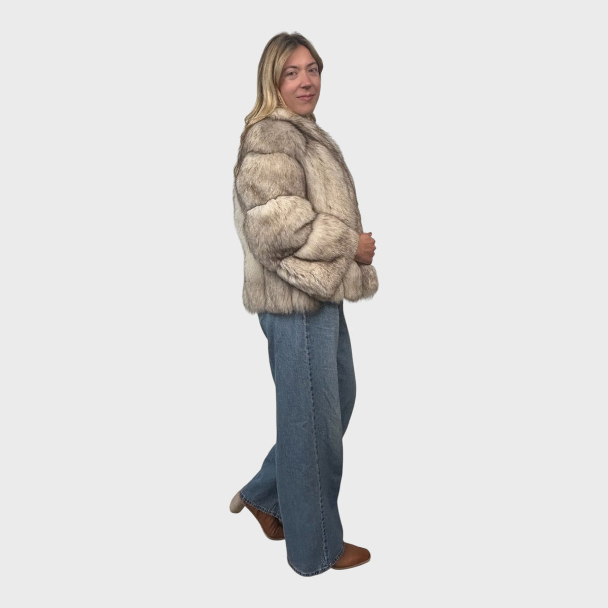 Short Vintage Blue Fox Jacket