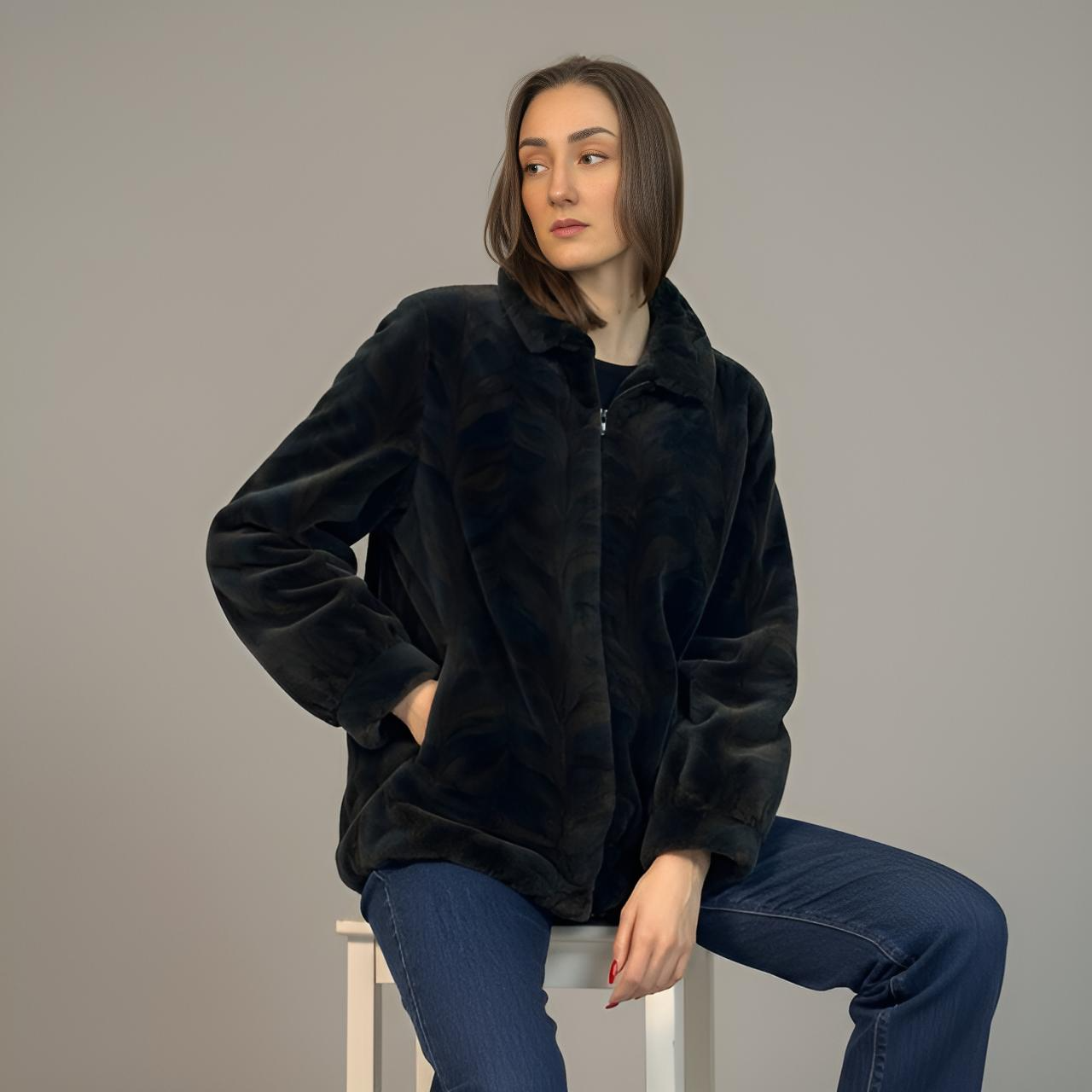Blue Dyed Sheared Mink Paw Jacket - Zipper Fronts
