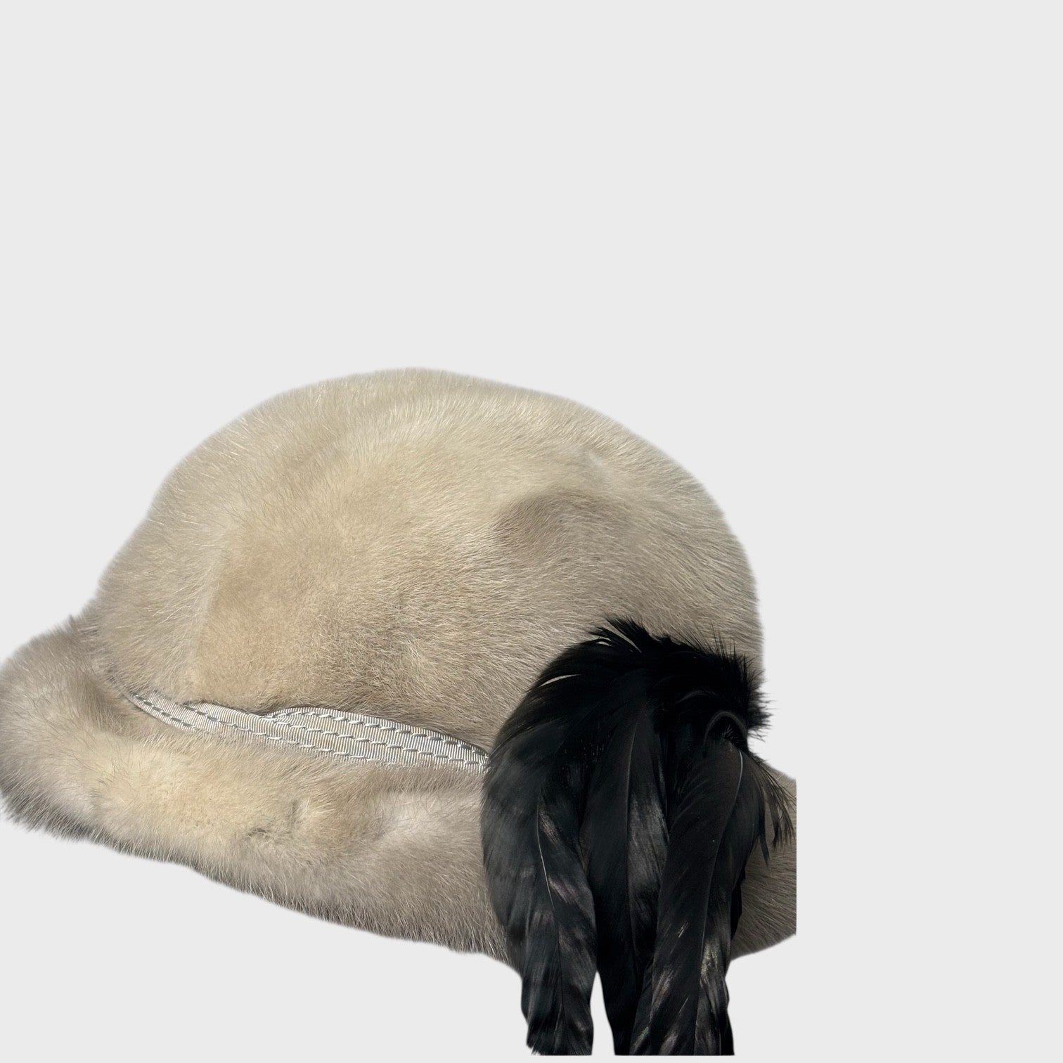 Vintage Violet Mink Hat with Feathers