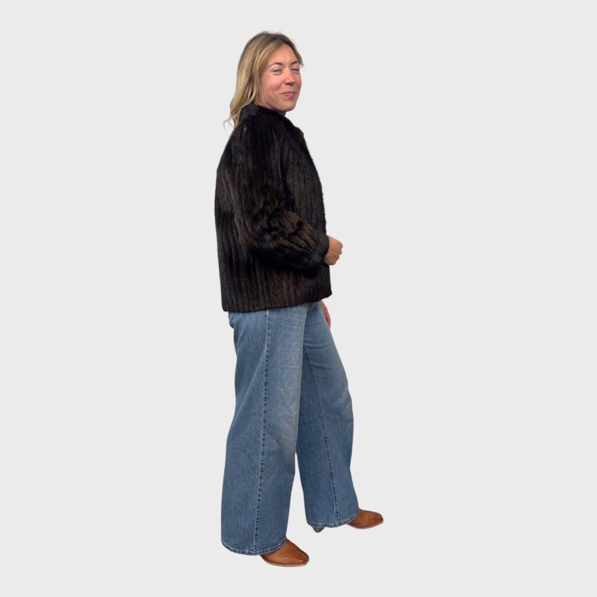 Corduroy Short Mink Jacket