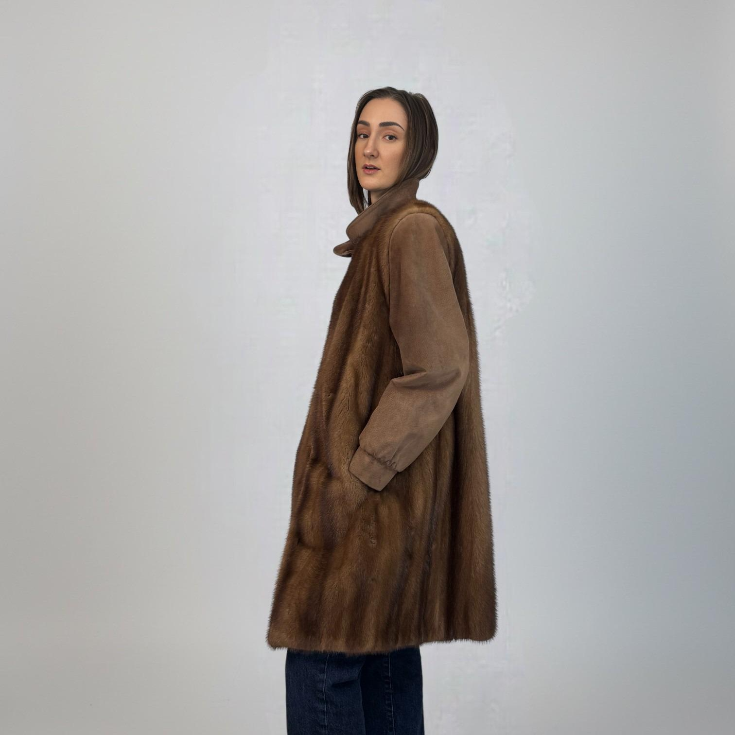 Demi Buff Mink Jacket - Suede Sleeves- Collar and Fronts