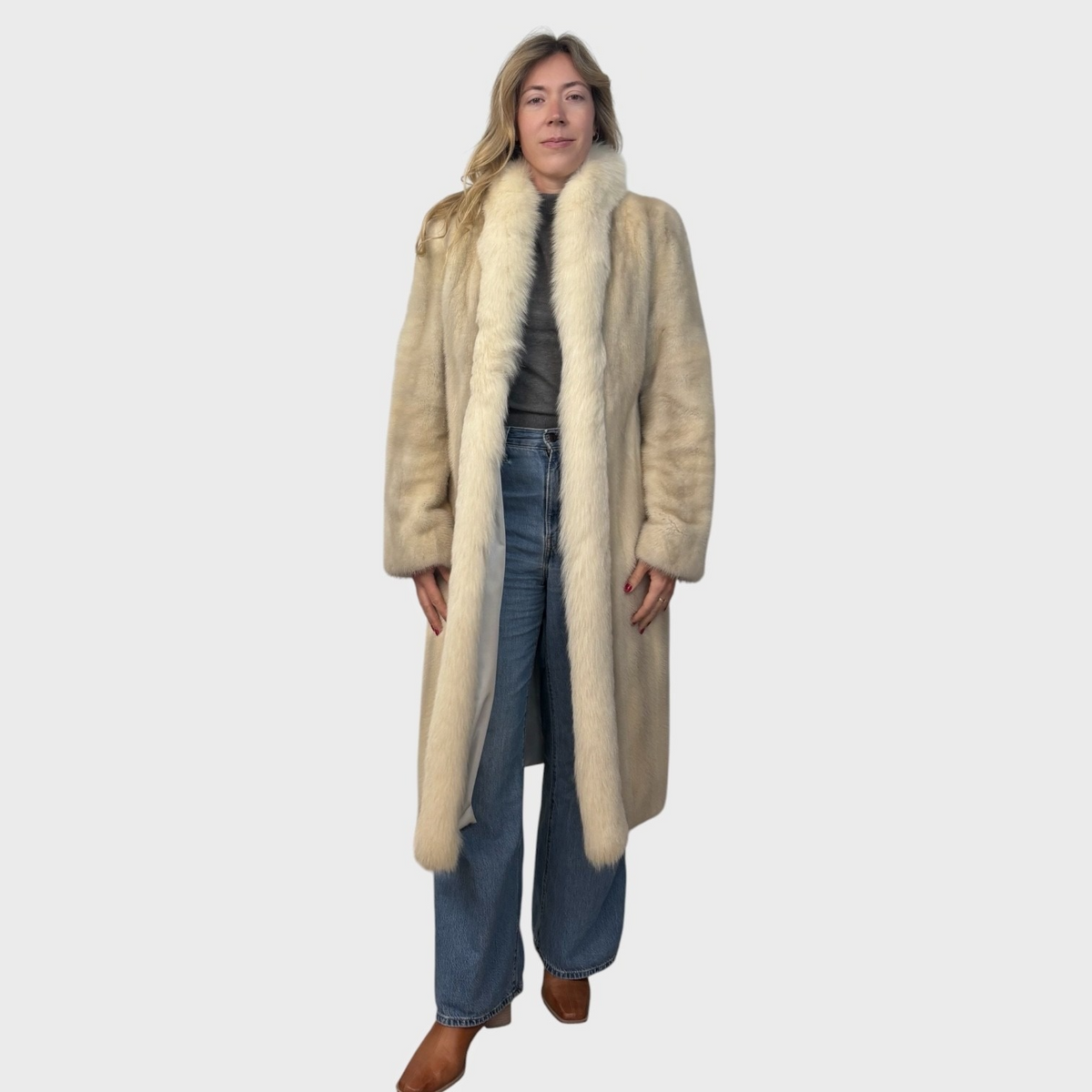Blue Shadow Male Mink Coat - Shadow Fox Tuxedo Fronts