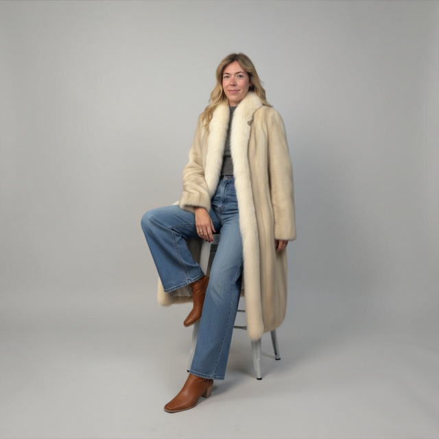 Blue Shadow Male Mink Coat - Shadow Fox Tuxedo Fronts