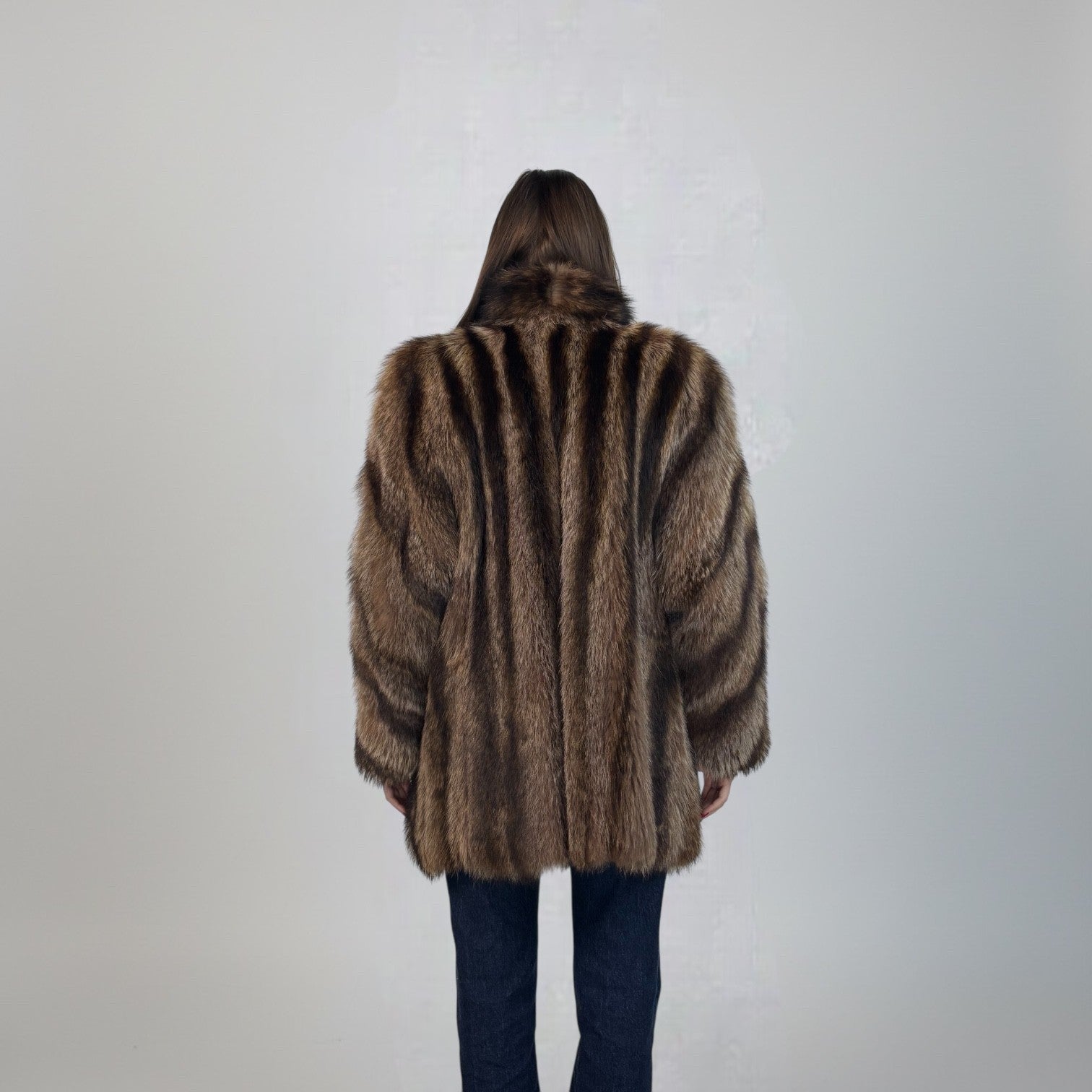 Natural Raccoon Jacket - Spiral Style Sleeves