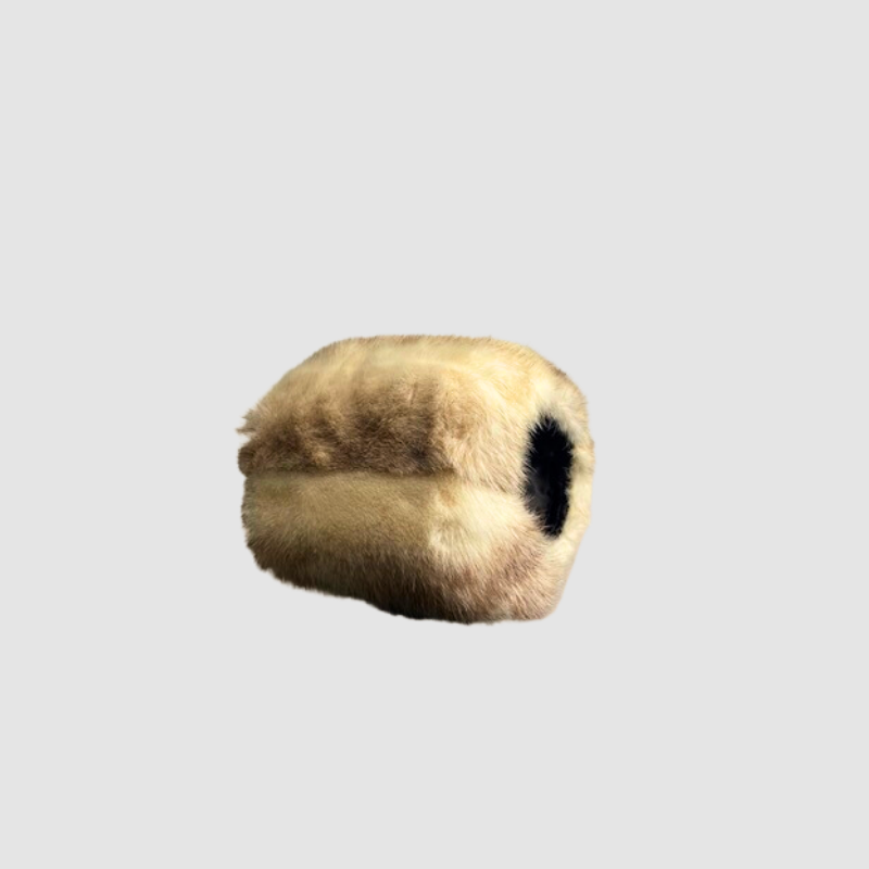 BROWN CROSS MINK MUFF WITH CORD