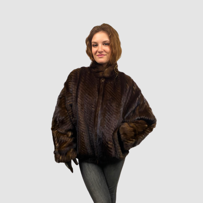 MAHOGANY MINK BOMBER JACKET