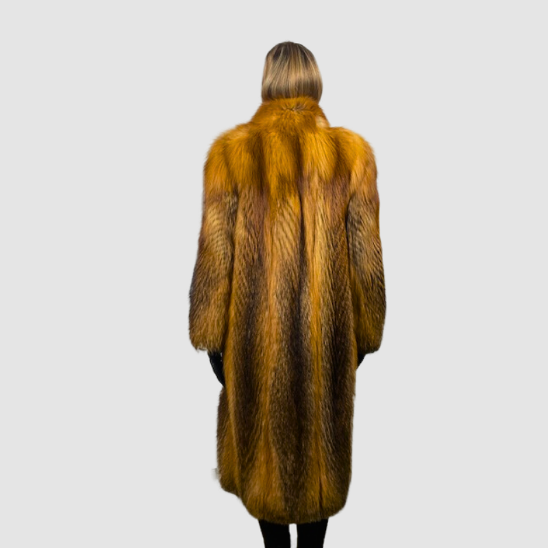 TWO TONE RED & BROWN FOX COAT