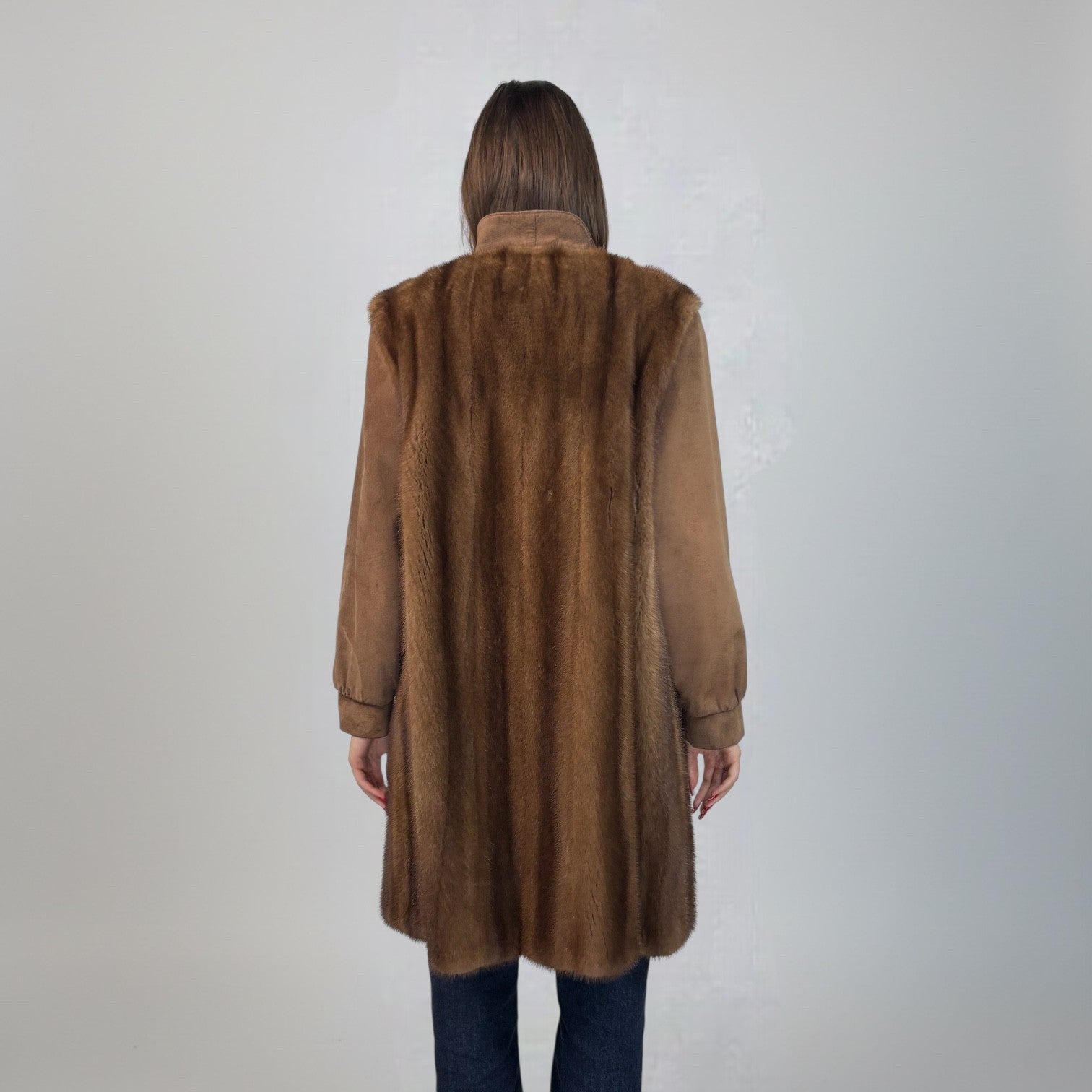 Demi Buff Mink Jacket - Suede Sleeves- Collar and Fronts