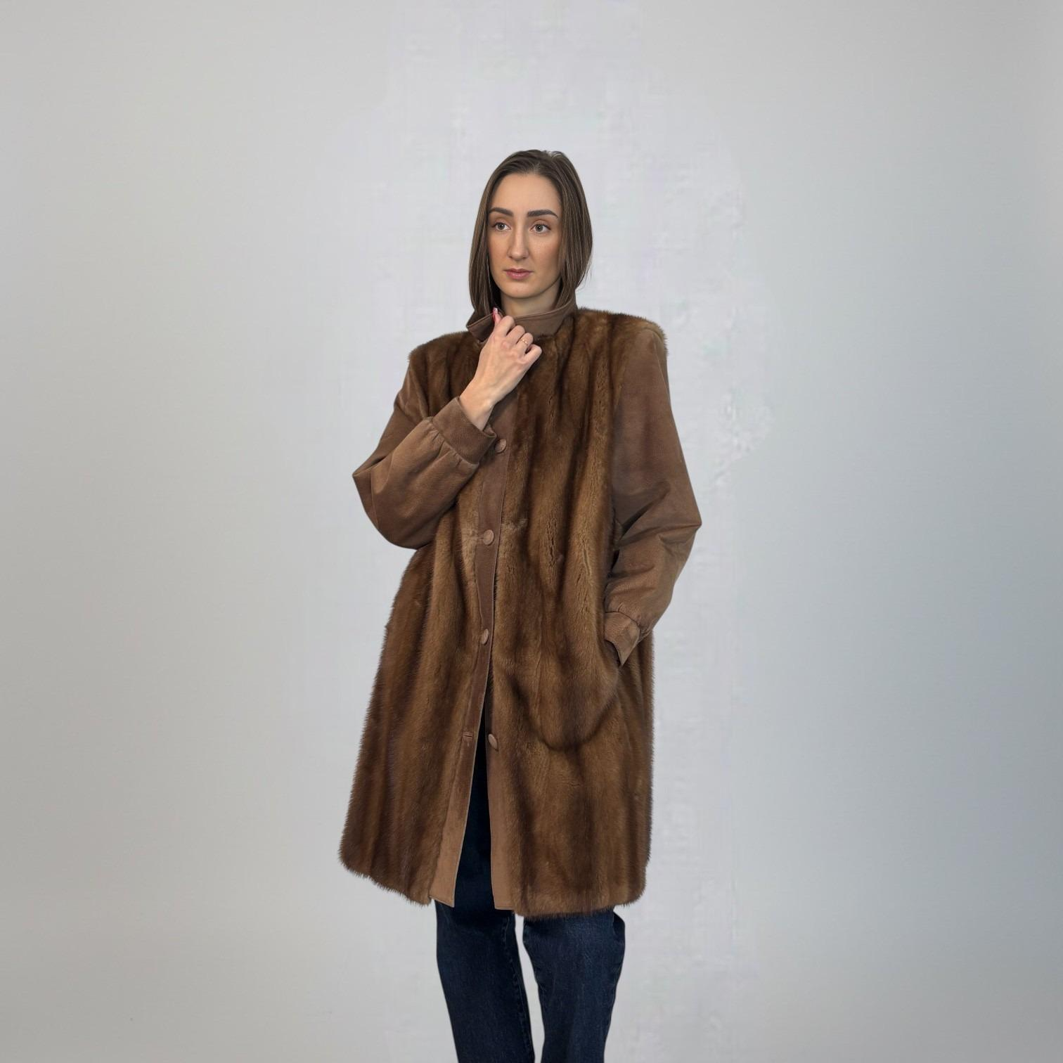 Demi Buff Mink Jacket - Suede Sleeves- Collar and Fronts
