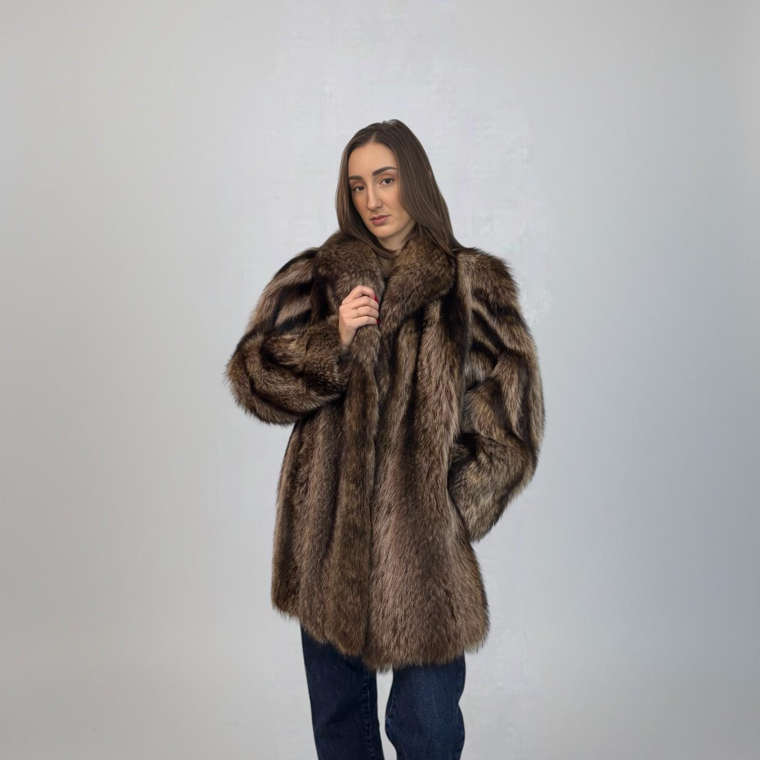 Natural Raccoon Jacket - Spiral Style Sleeves