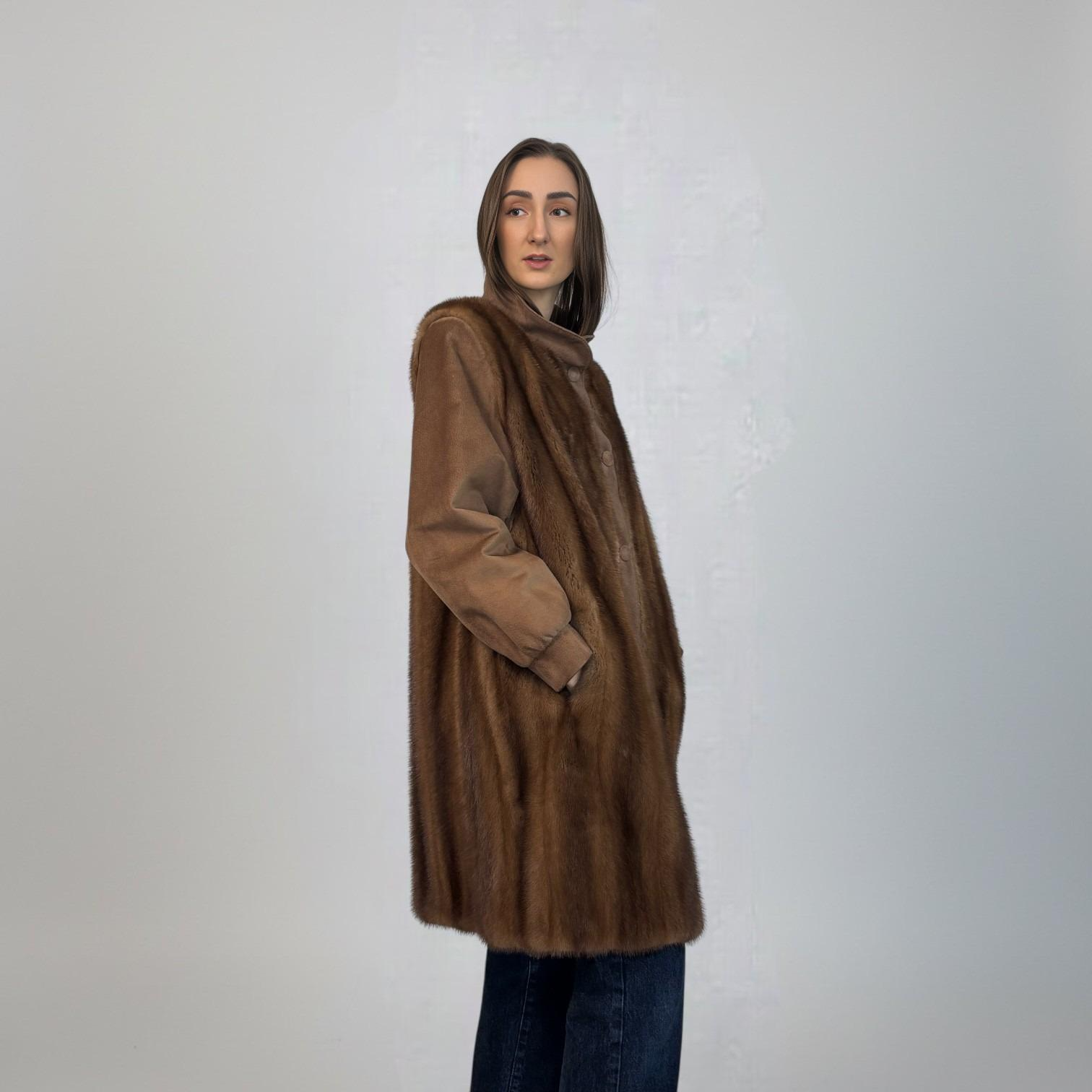 Demi Buff Mink Jacket - Suede Sleeves- Collar and Fronts