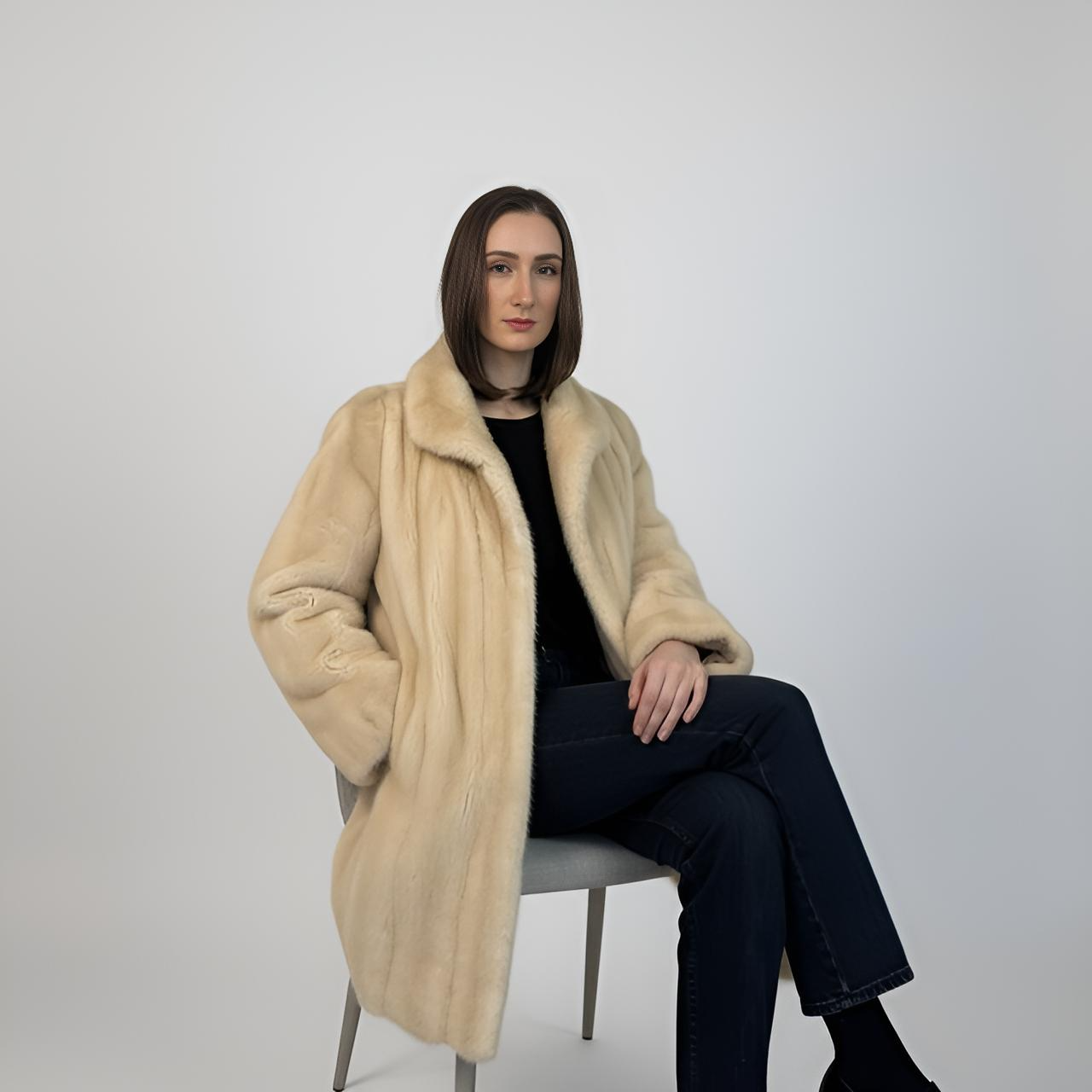 Upcycled Natural Blush Mink 7/8 Coat