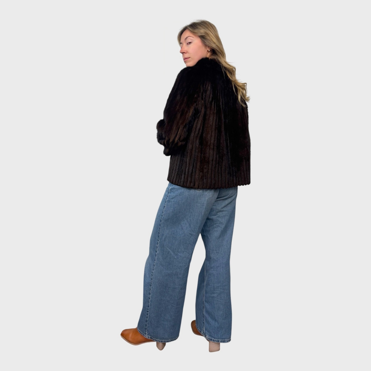 Corduroy Short Mink Jacket