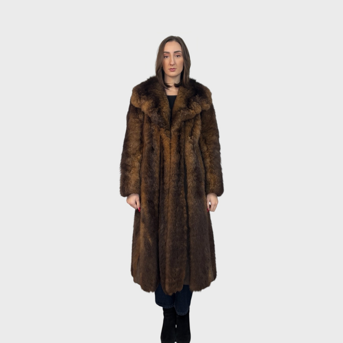 Vintage Opossum Coat with Suede Inserts