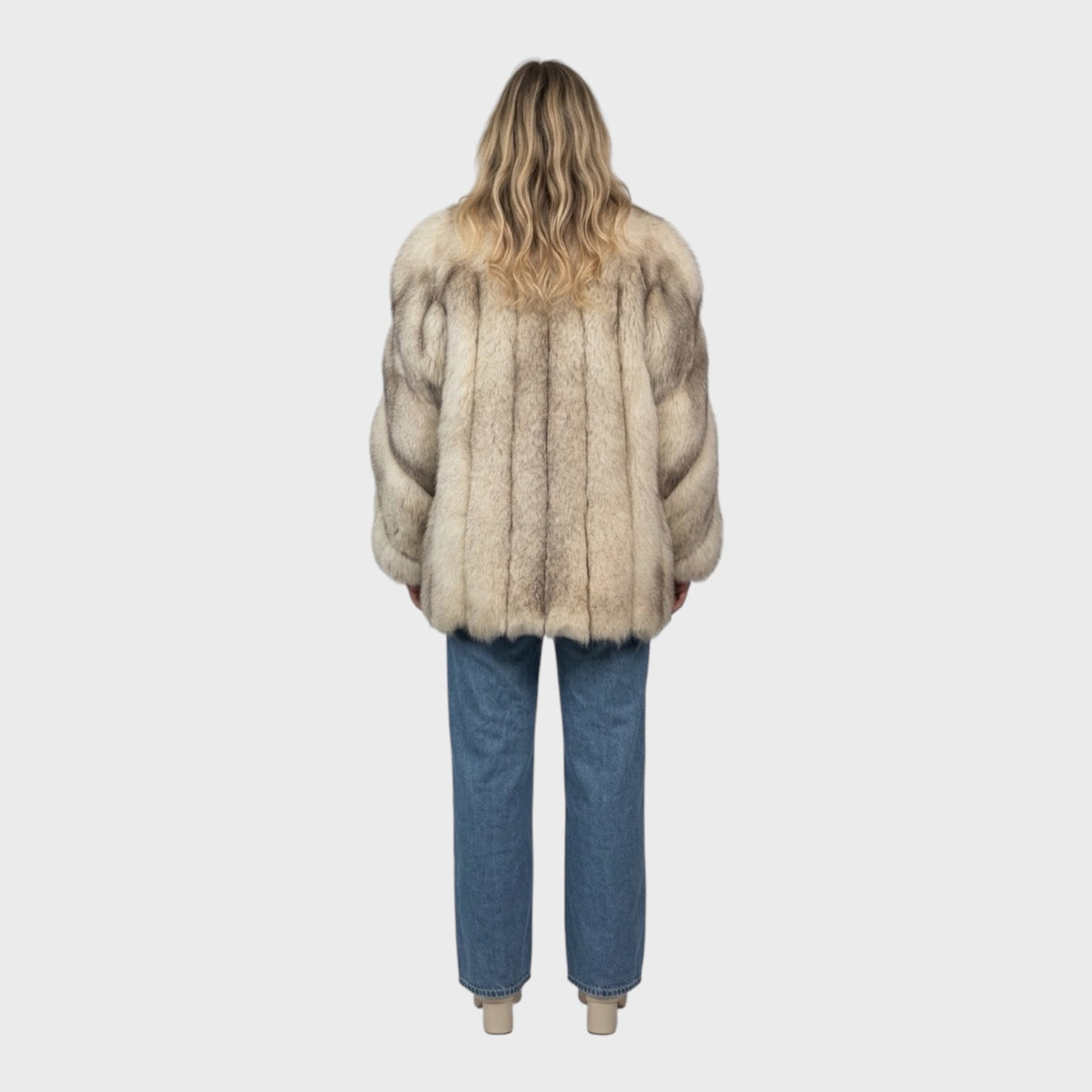 Vintage Blue Fox Jacket with Shadow Fox Trim