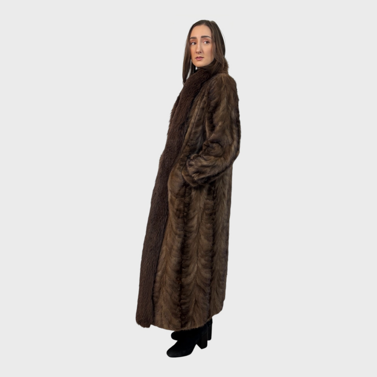 Vintage Demi Buff Mink Paw Coat with Fox Tuxedo Trim