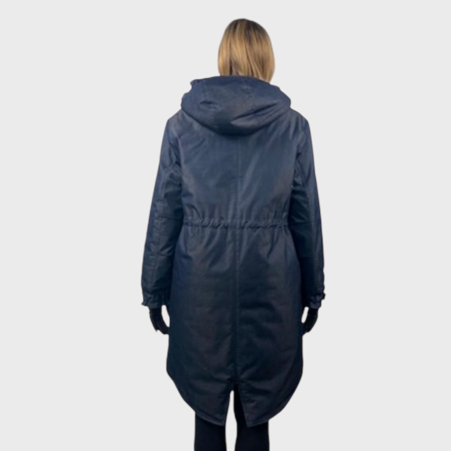DENIM COTTON TWILL PARKA LINED WITH NATURAL UPCYCLED RACCOON
