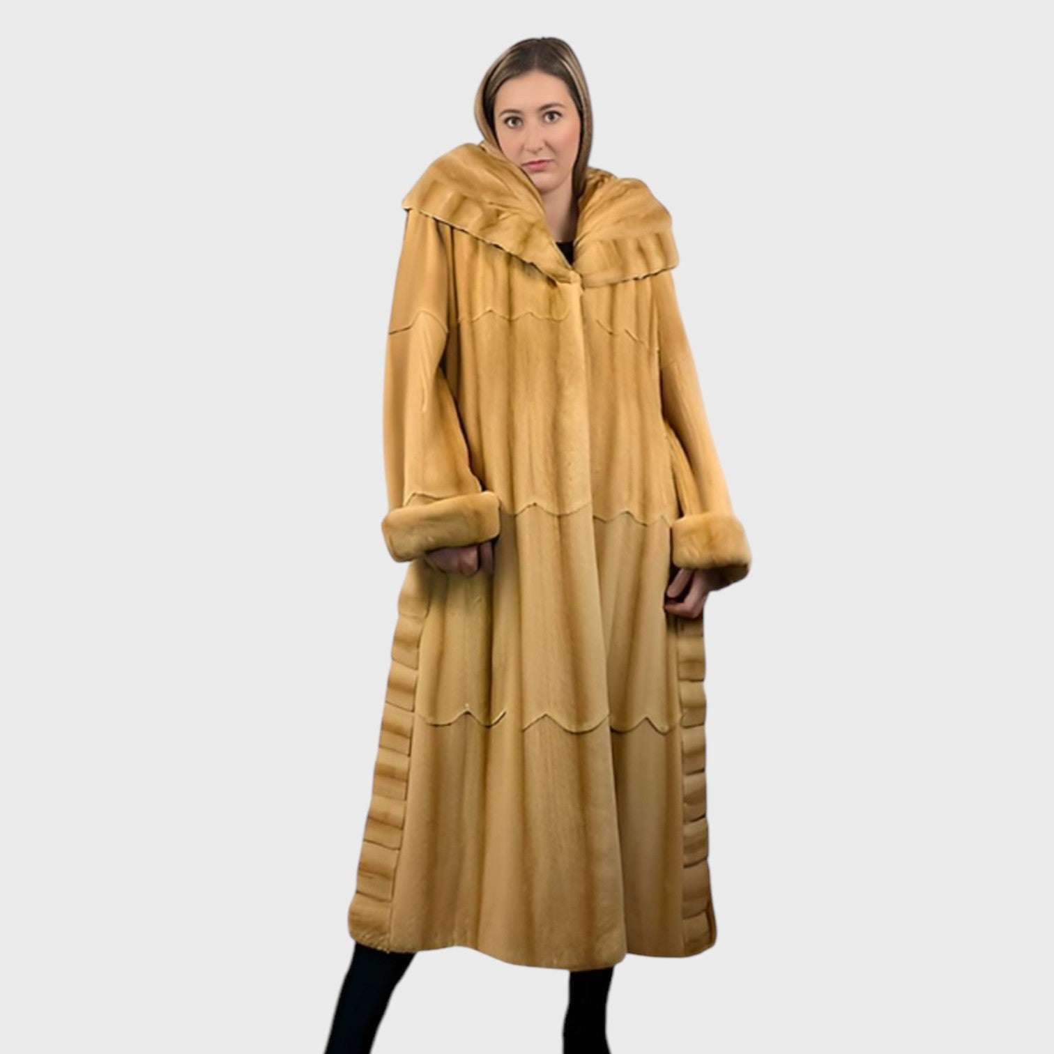 WHISKEY PLUCKED FEMALE MINK COAT