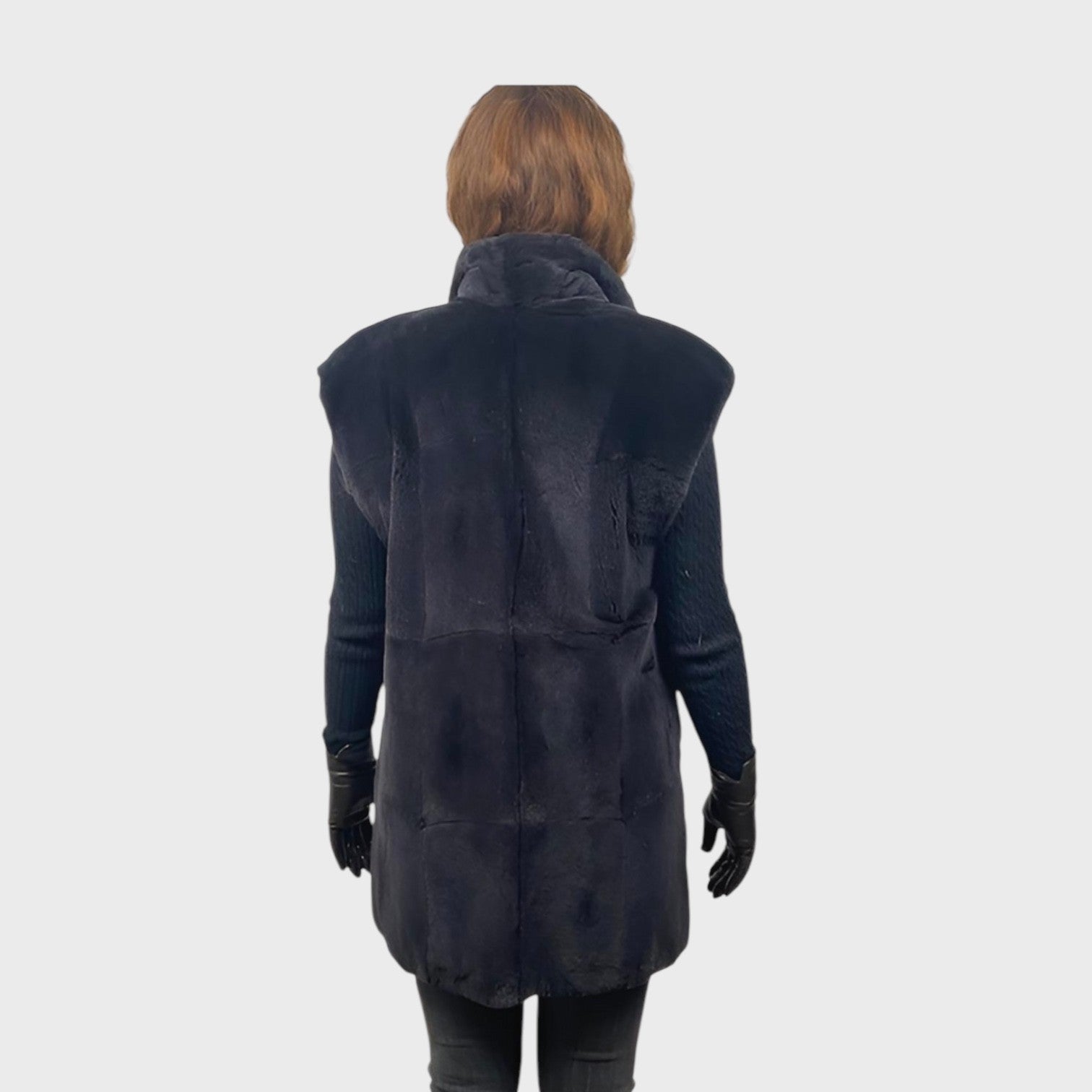 WOMEN'S BLACK ONYX DYED SHEARED MUSKRAT VEST