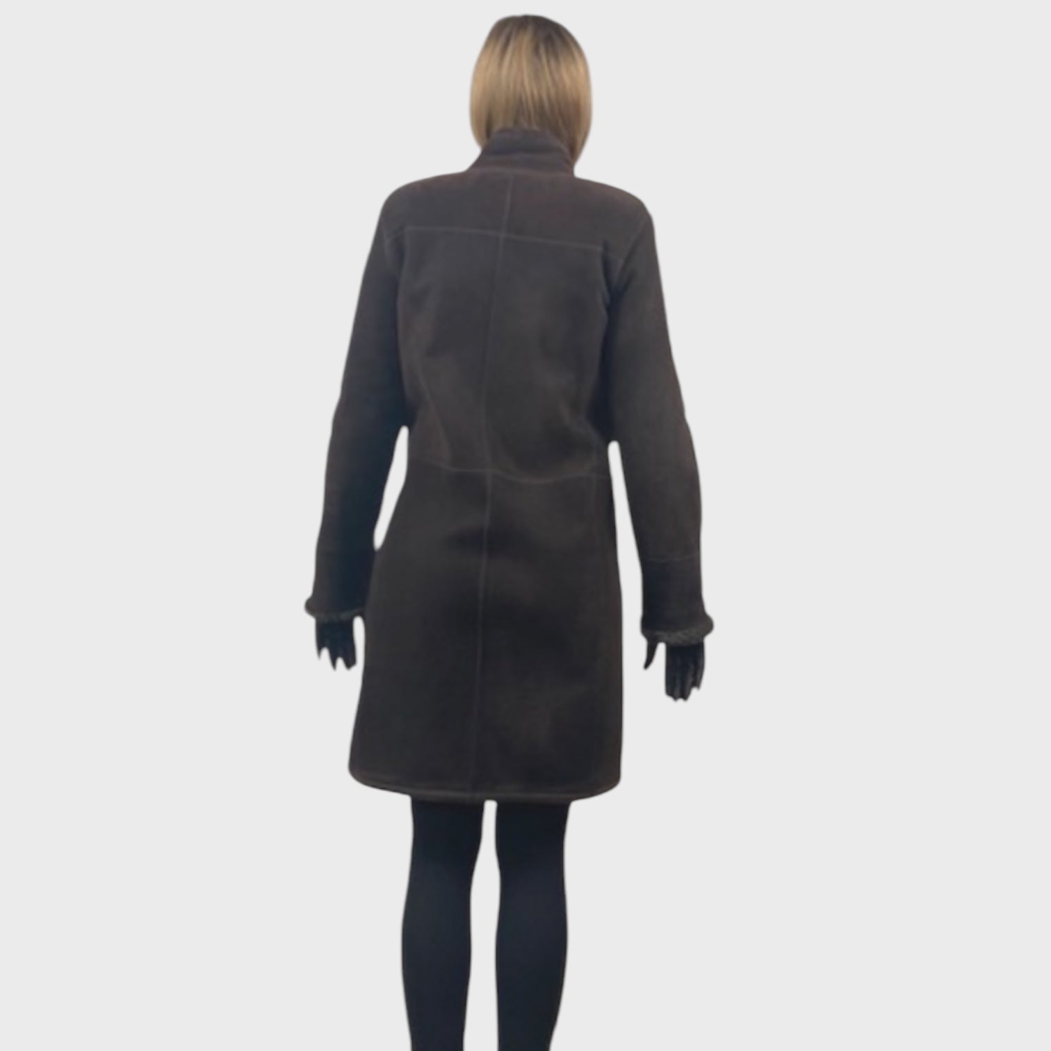 WOMEN'S BROWN 7/8 SHEARLING COAT