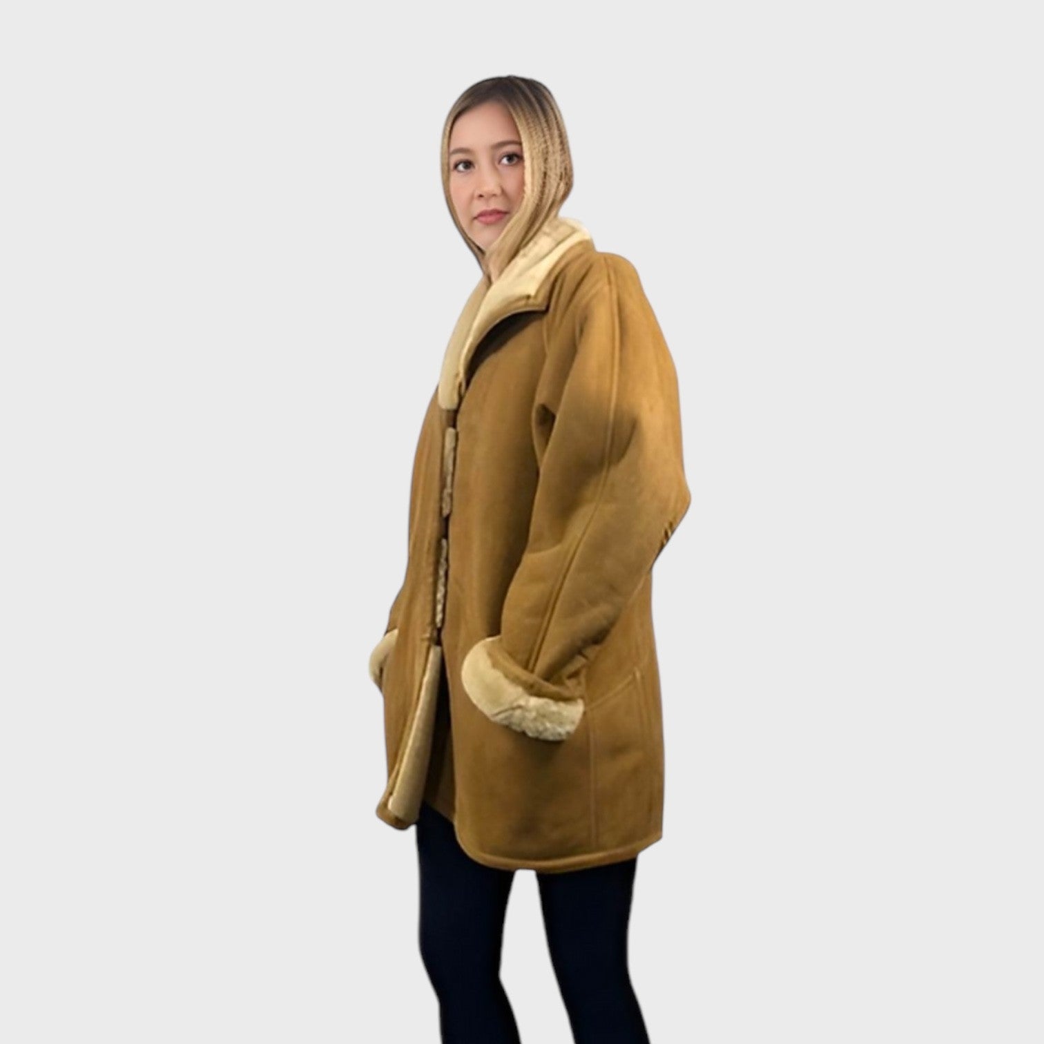 WOMENS VINTAGE WHISKEY SHEARLING JACKET