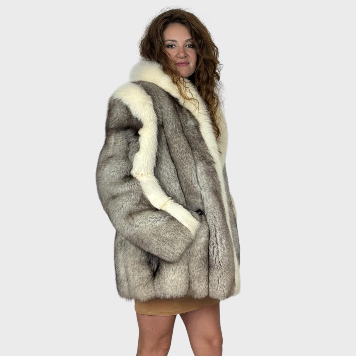 Blue Fox Jacket-Shadow Fox Trim