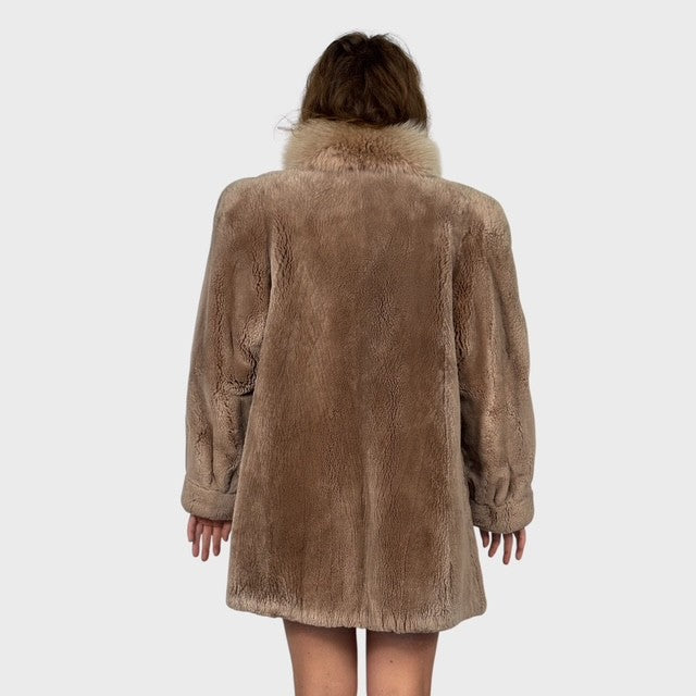 Fawn Sheared Beaver Jacket-Tuxedo-style Fox Fronts