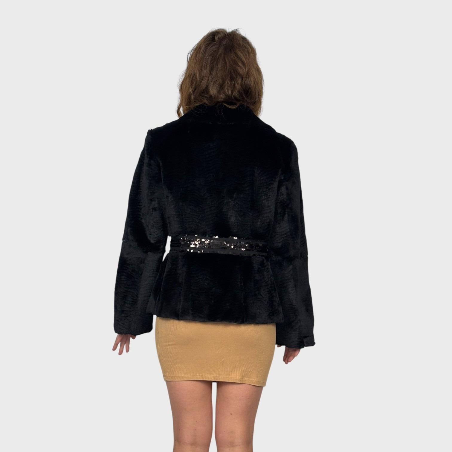 Black Sheared Rabbit Jacket