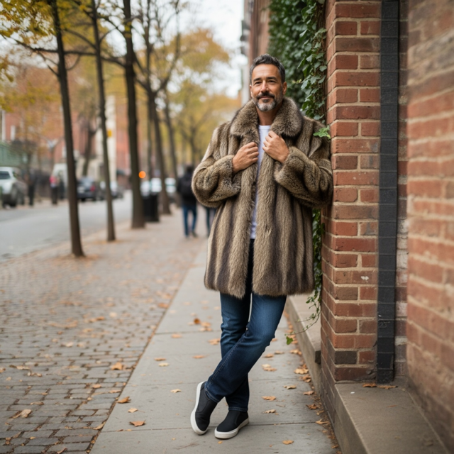 Upcycled Men's Raccoon Jacket-Zipper Fronts