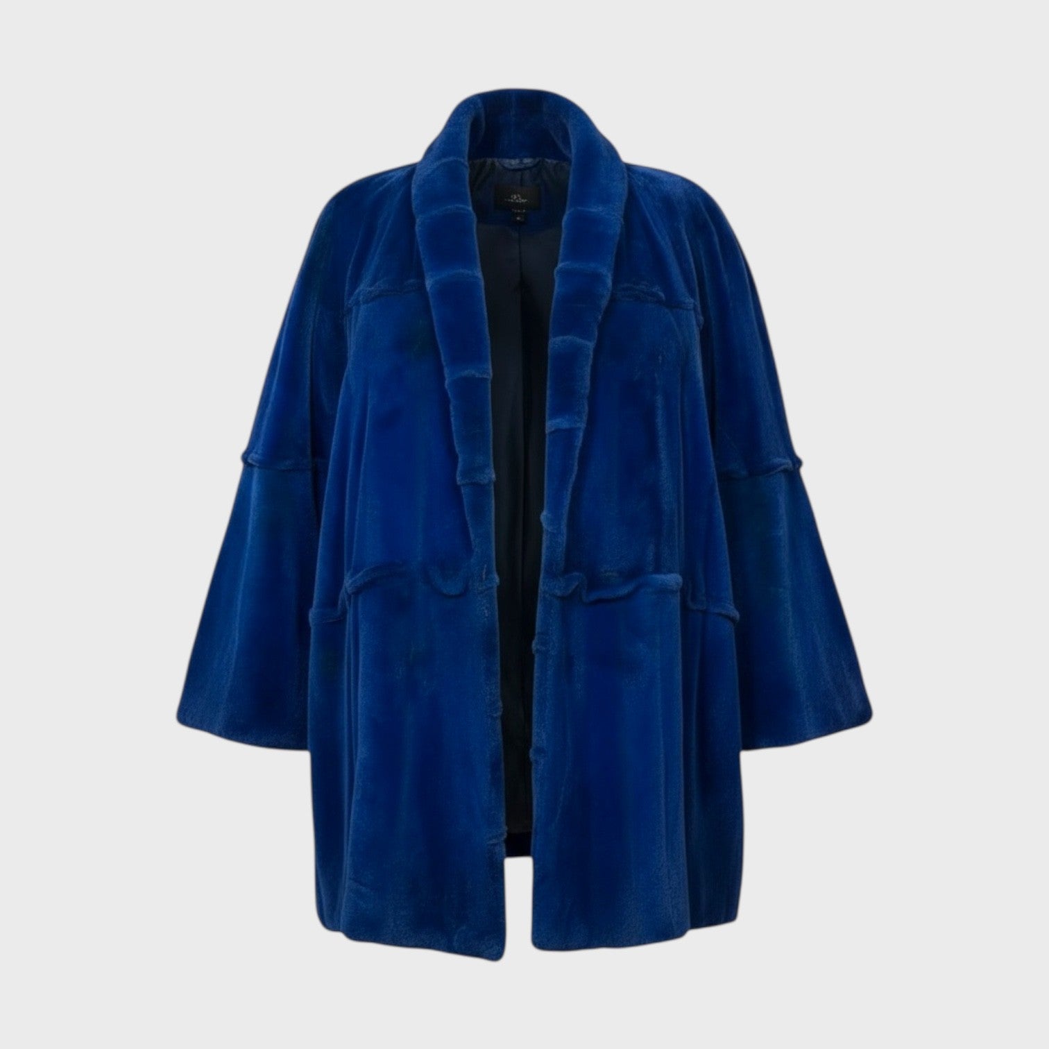 Royal Blue Dyed Sheared Mink Jacket - Tuxedo Fronts Style
