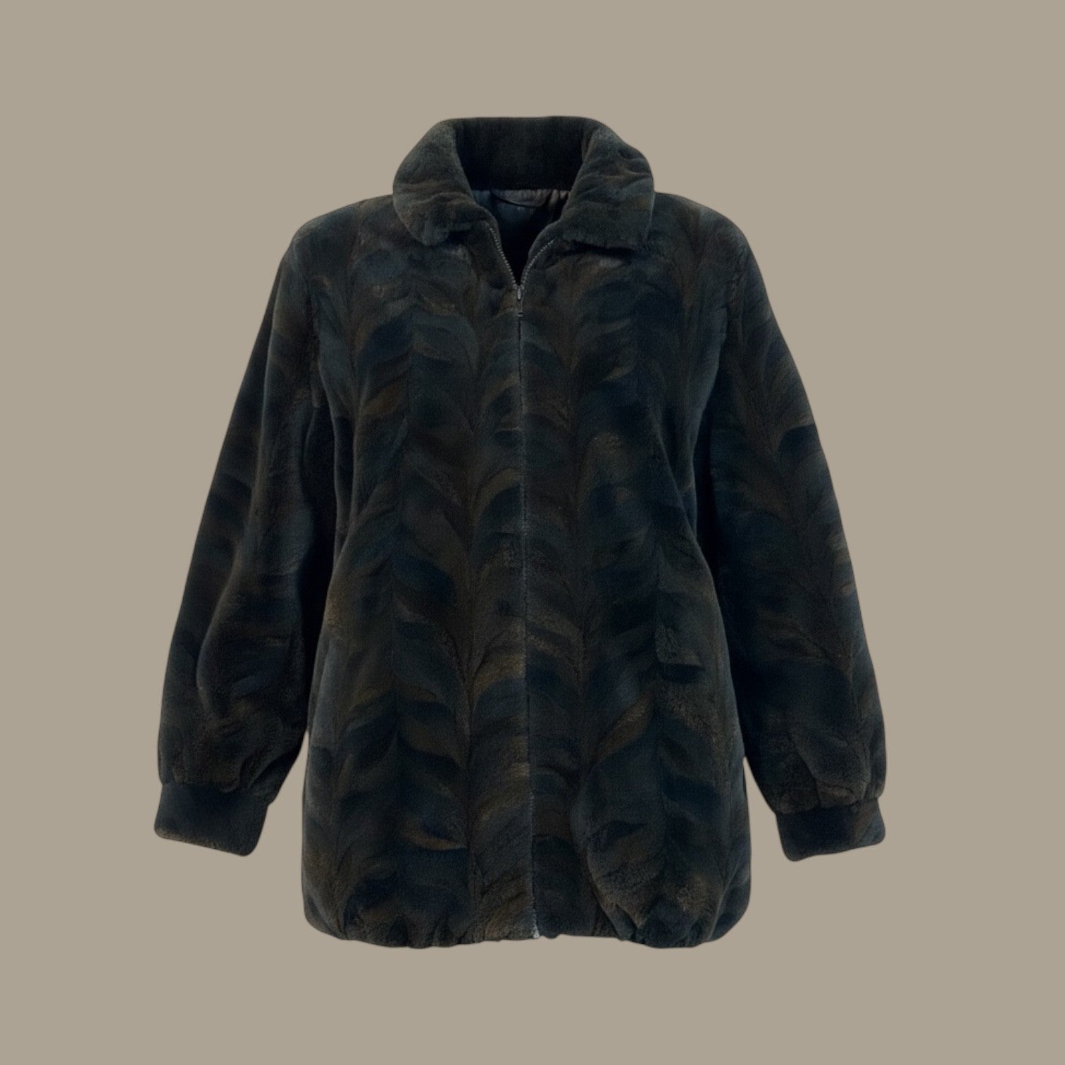 Blue Dyed Sheared Mink Paw Jacket - Zipper Fronts