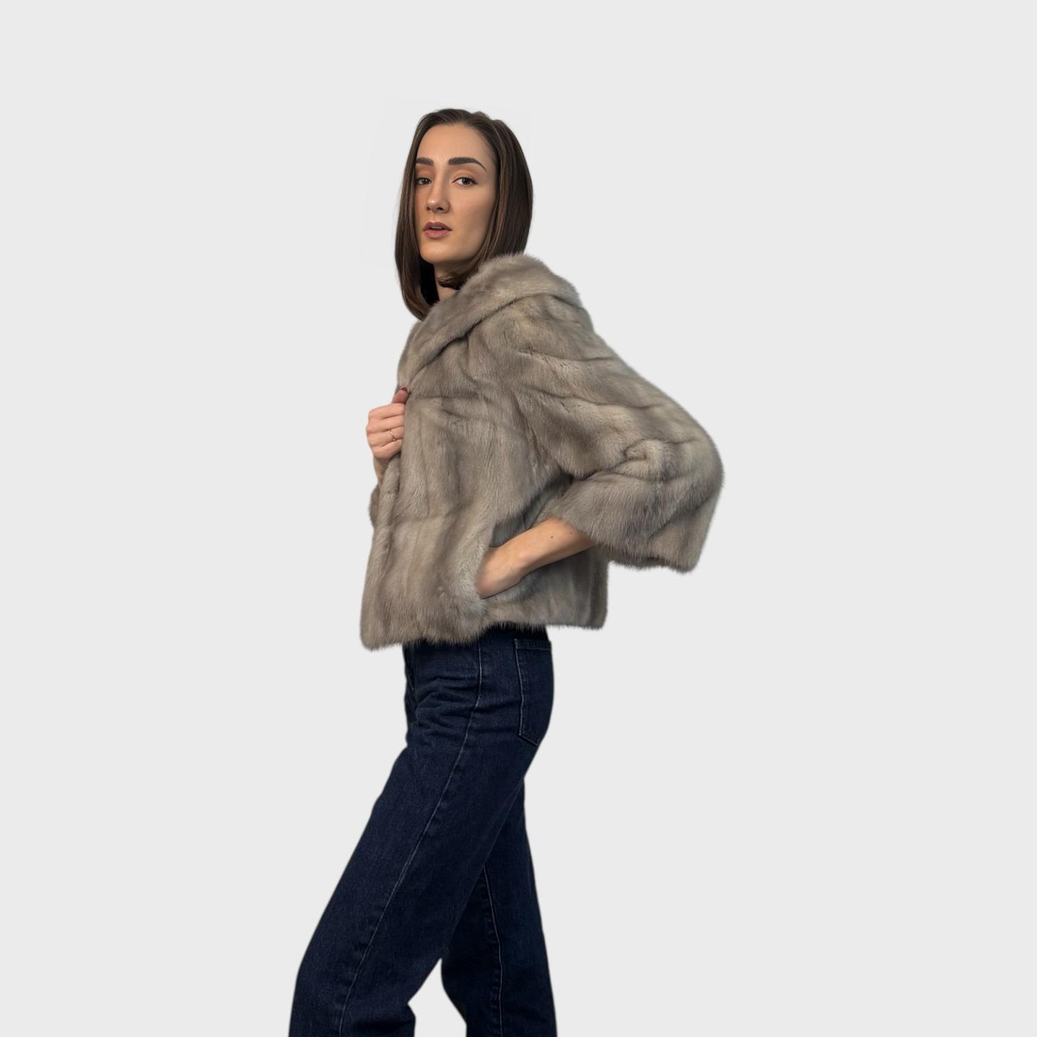 Sapphire Short Female Mink Jacket - 3/4 Length Sleeves