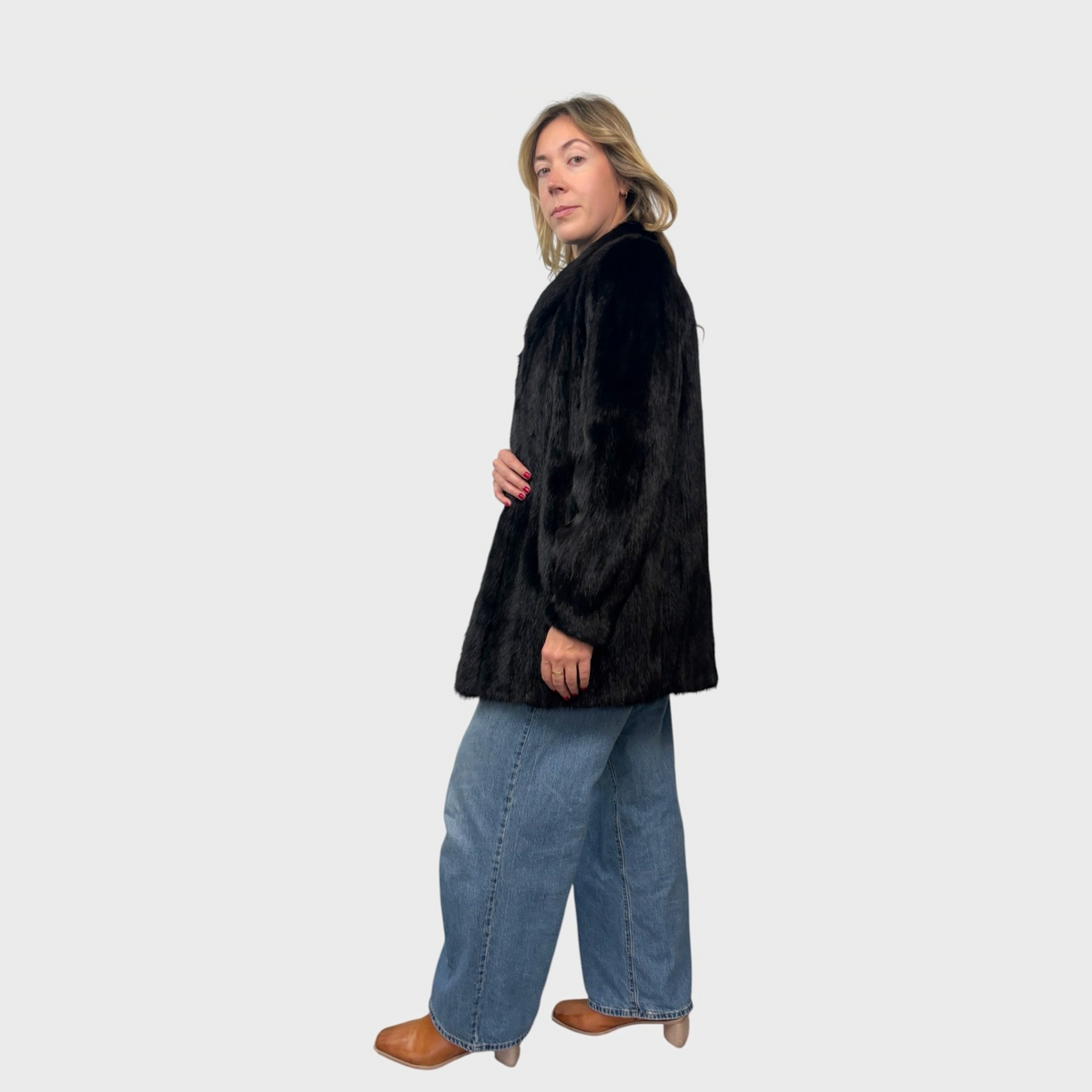 Black Dyed Vintage Mink Jacket