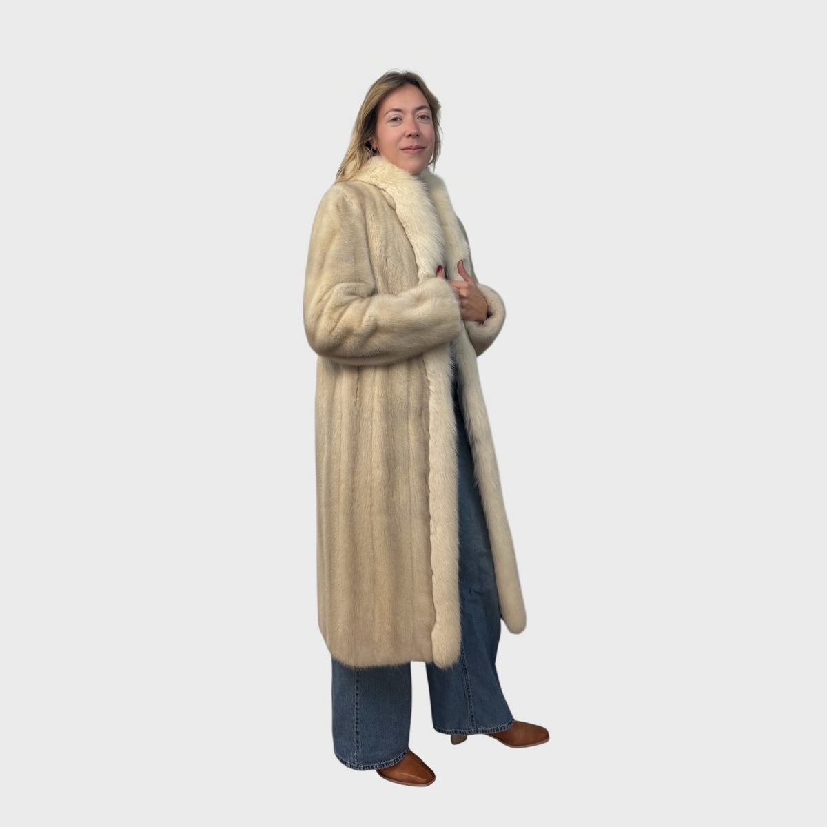 Blue Shadow Male Mink Coat - Shadow Fox Tuxedo Fronts