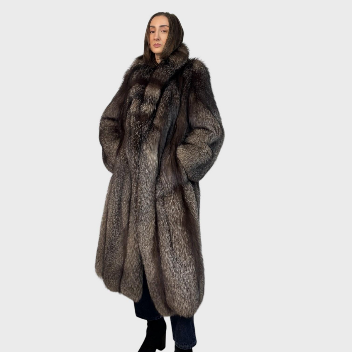 Vintage Blue Frost Fox Full-Length Coat
