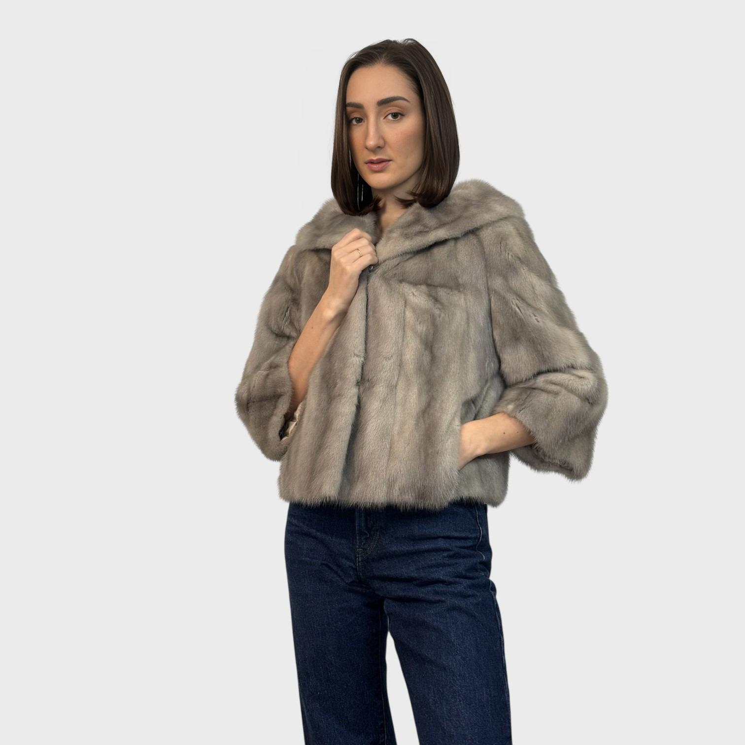 Sapphire Short Female Mink Jacket - 3/4 Length Sleeves