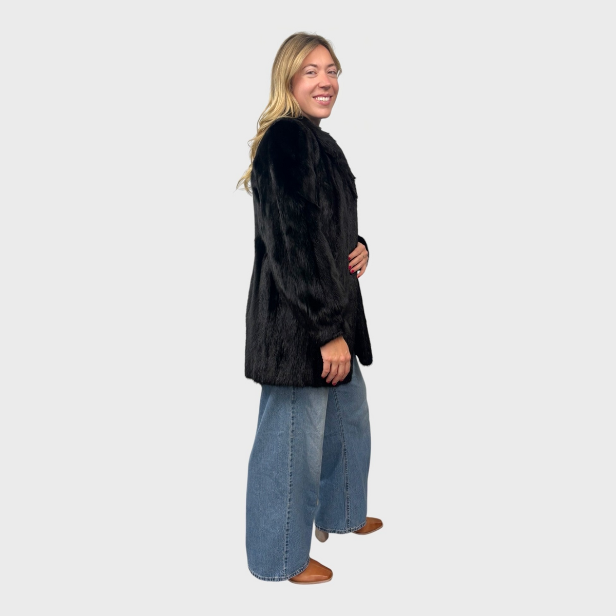 Black Dyed Vintage Mink Jacket