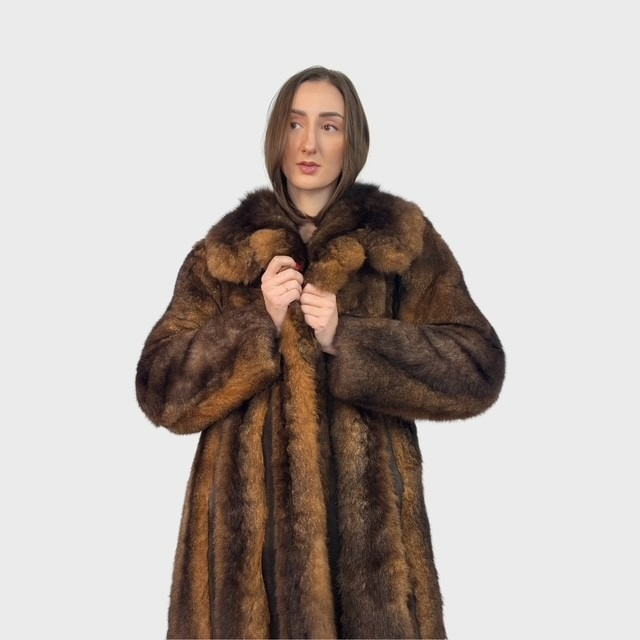 Vintage Opossum Coat with Suede Inserts