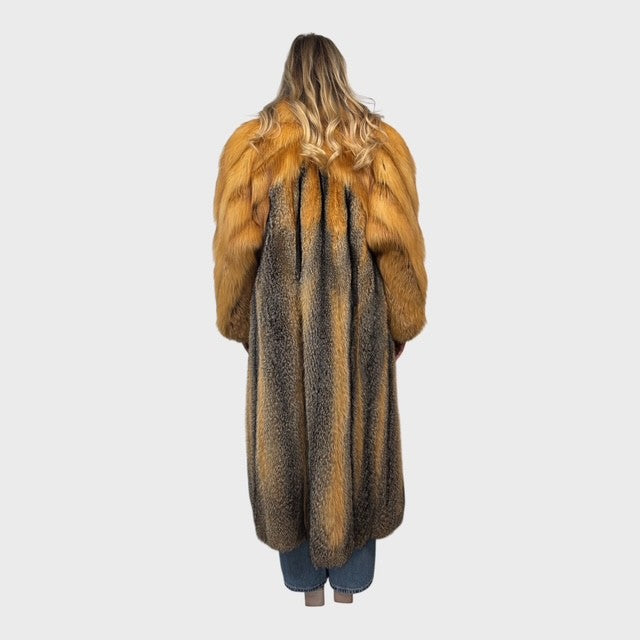 American Grey Vintage Fox Coat - Canadian Red Fox Collar & Sleeves