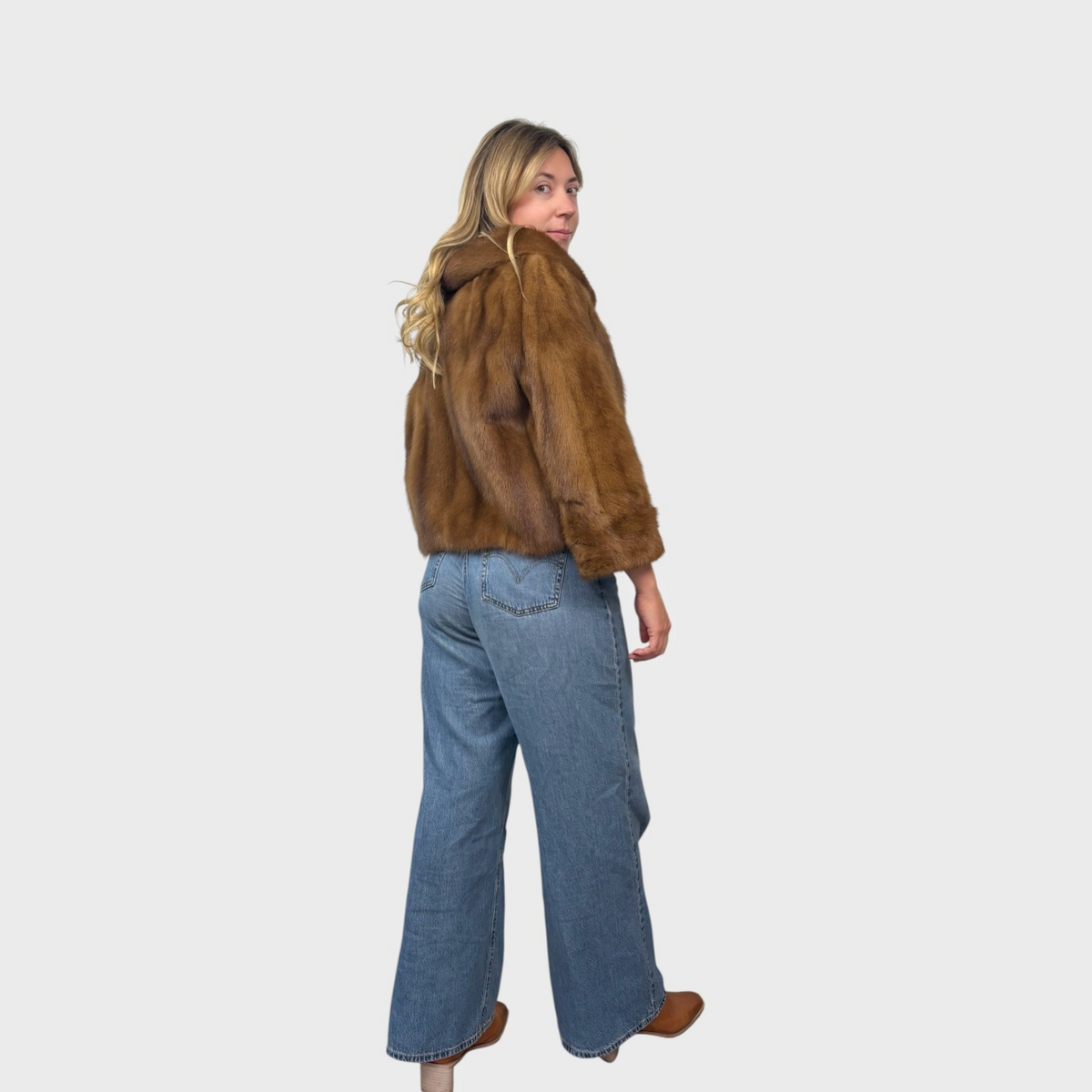 Dark Pastel Vintage Short Mink Jacket