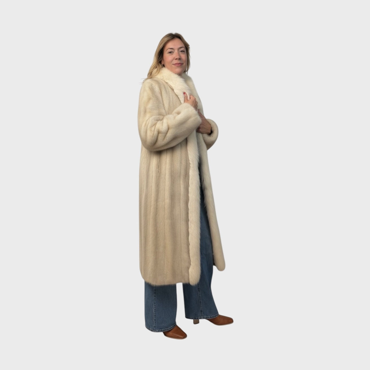 Blue Shadow Male Mink Coat - Shadow Fox Tuxedo Fronts