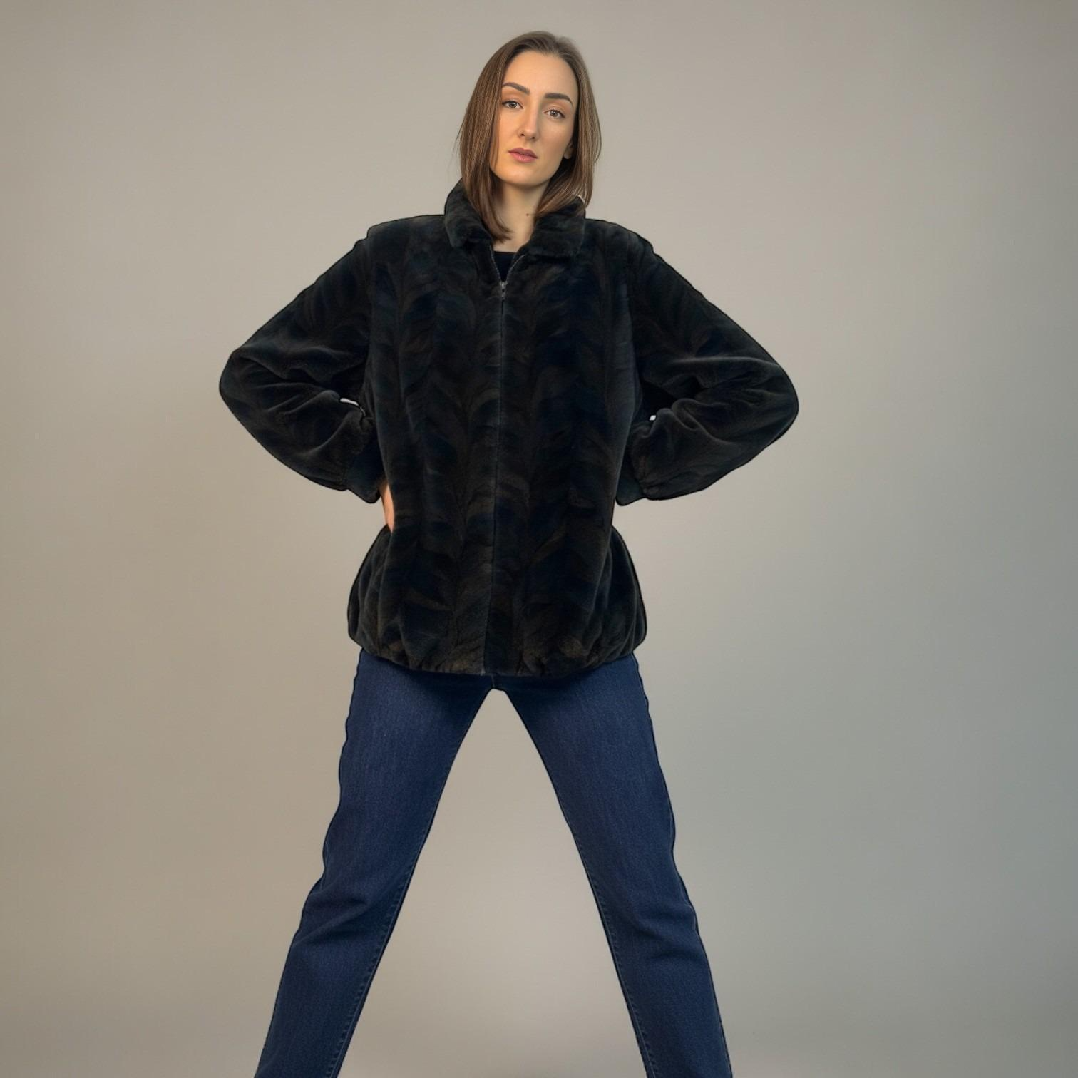 Blue Dyed Sheared Mink Paw Jacket - Zipper Fronts