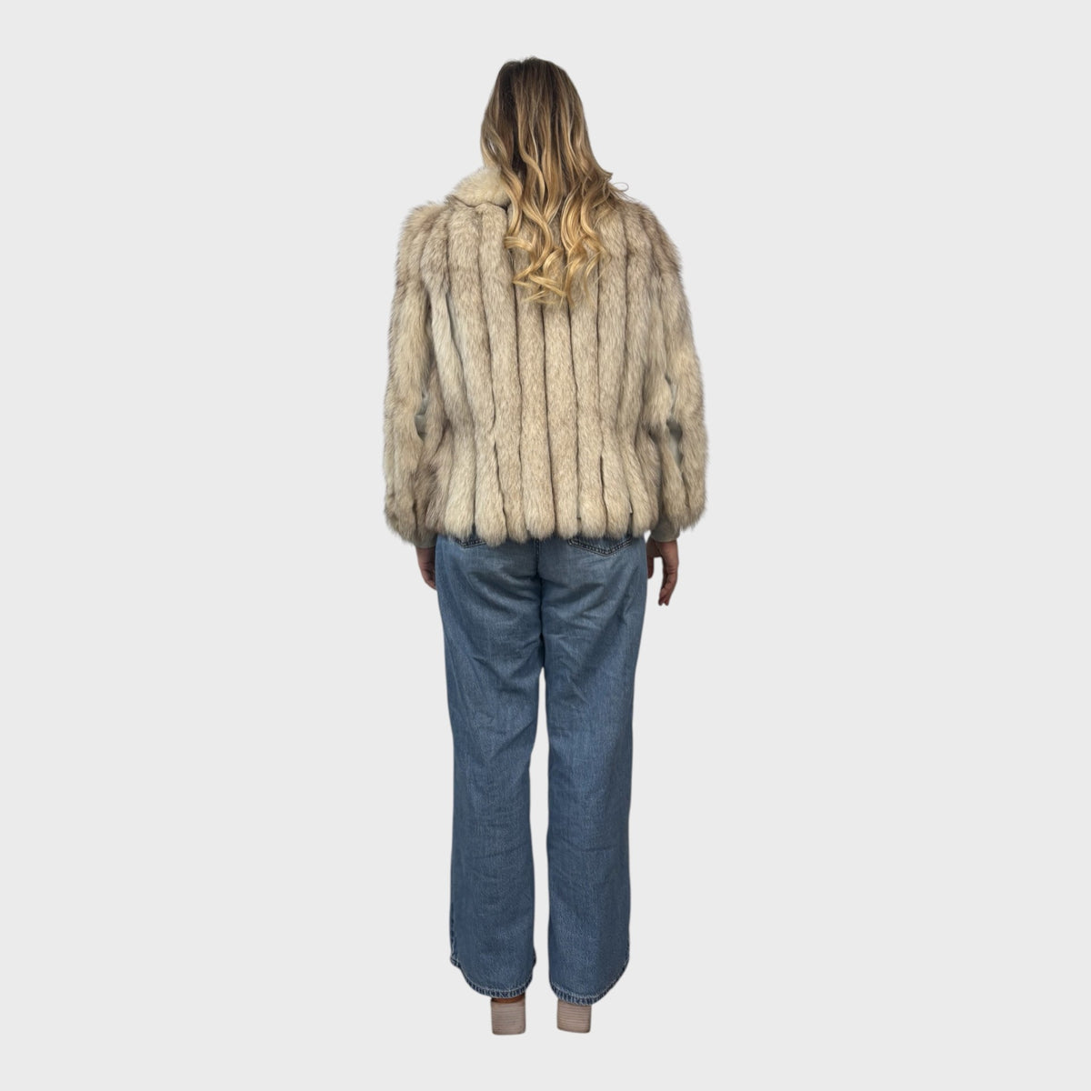 Short Vintage Blue Fox Jacket
