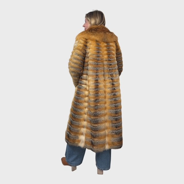 Two Tone Vintage Fox Coat- American Grey & Canadian Red Fox