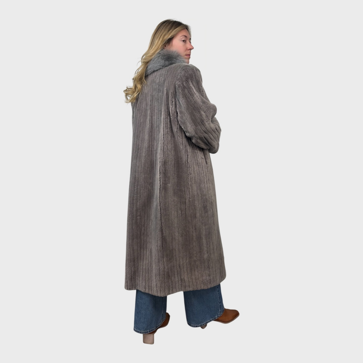 Grey Sheared Beaver Coat
